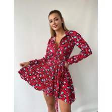 Pink Life Kırmızı Piliseli Elbise