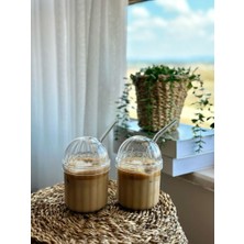 Perast Home 2'Lİ PİPETLİ BARDAK 400ML KAHVE BARDAĞI MEŞRUBAT BARDAĞI PINTEREST BARDAK