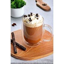 Mis Kitchen  Çift Cidarlı Kupa Bardak 250 ml Espresso Kahve Çay Fincanı Borosilikat Kulplu Cam Çay Bardağı