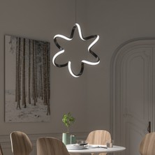 Elektroyou Yıldız Siyah Tekli Sarkıt LED Beyaz Işık Ultra Ledli Salon Mutfak Oda Hol Ledli Avize