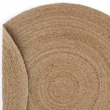 Cool Halı Vime 01R Natural Yuvarlak Jüt Halı Yolluk El Dokuma Jüt Kilim Hasır Halı Otantik Bohem Halı