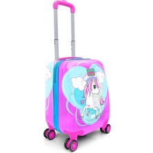 Coral High Günlük Kids Mavi Neon Pembe Unicorn Desenli Çocuk Valizi 16712 Mavi Desenli Plastik Hayır T4 100% O