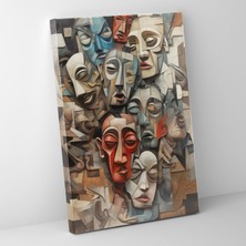 Pablo Picasso Tarzı Kanvas Tablo - Pablo Picasso, Duvar Sanatı, Figüratif Sanat Eseri, Parçalı, 30X50