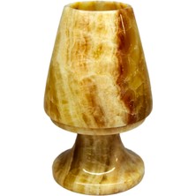 Taru Pasaj Oniks Taş Geçmeli Mumluk- Dekoratif Doğal Taştan (Damarlı Akik)