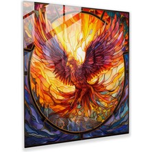 Painted Anarchy Canlı Phoenix Vitray Sanat Eseri, 30X30 cm