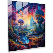 Trance Odyssey Cam Baskı - Büyüleyici Psychedelic Sanat Eseri - Canlı Cam Duvar Sanatı - Modern Ev Dekorasyonu, 30X30