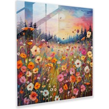 Painted Anarchy Dünyanın En Güzel Manzaraları - Renkli Çayır Cam Baskı - Dünyanın En Güzel Manzaraları, Açan Kır Çiçekleri, Cam Duvar Sanatı, Cam Sanatı, 30X30