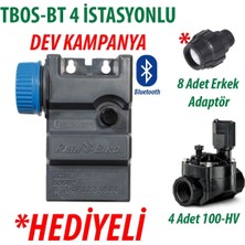 Rain Bird  TBOS-BT4LT Pilli Kontrol Ünitesi 9V. 4 İstasyonlu Bluetooth + 4 Adet 100HV 9V. Vana Seti