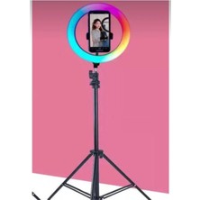 En Siga Sabitleyiciler (Tripod) Rgb Ring Light Youtuber Tiktok Çekim Telefon Tutucu Renkli Makyaj Işığı 10