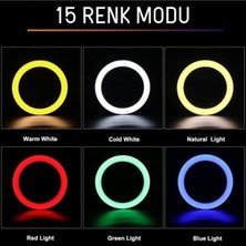 En Siga Sabitleyiciler (Tripod) Rgb Ring Light Youtuber Tiktok Çekim Telefon Tutucu Renkli Makyaj Işığı 10