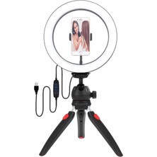 En Siga Beyaz Masa Üstü Işık Ring Light 10 Inç LED Mini Masa Tripodlu Video Stüdyo Makyaj Işığı Sabitleyici