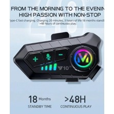 Vothoon Y10 2x Motosiklet Kask Intercom Çift Eşleşme Rgb Işıklı Bluetooth Kulaklık 5,3