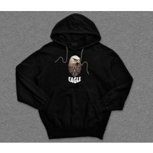 BUMETA Eagle Kara Kartal Keskin Bakış Pençe Sweatshirt  Kapüşonlu Hoodie