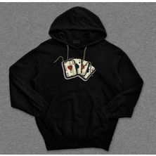 BUMETA Poker Blackjack 21 Iskambil Kağıdı Sweatshirt  Kapüşonlu Hoodie