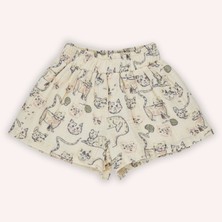 Panço Kız Bebek Kedi Desenli Müslin Şort Yumuşak Kumaşla Gün Boyu Rahatlık Sunar