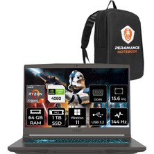 Msı Thin A15 Amd Ryzen 7 7735HS 64GB 1tb SSD RTX4060/8GB 15.6" Fhd 144Hz W11P Taşınabilir Bilgisayar B7VF-075XTR & Per4 Çanta B7VF075XTRP413