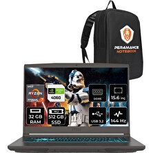 Msı Thin A15 Amd Ryzen 7 7735HS 32GB 512GB SSD RTX4060/8GB 15.6" Fhd 144Hz Fdos Taşınabilir Bilgisayar B7VF-075XTR & Per4 Çanta B7VF075XTRP317