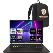 Msı Vector 16 Intel Core I9-14900HX 40GB 512GB SSD RTX4080/12GB 16" Qhd+ 240Hz Fdos Taşınabilir Bilgisayar A14VHG-497XTR & Per4 Çanta A14VHG497XTRP322