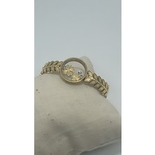 By Semra Çelik Camlı Kelepçe Küçük Boy Cam Çerçeve Çeyrek Kelepçe  Fanus Kelepçe Gold Yonca Bileklik
