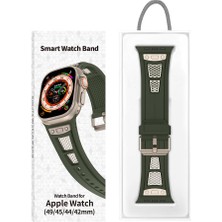 Lyon Tech Apple Watch 44MM Zore KRD-117 Hava Alabilen Delikli Metal Süslemeli Desenli Silikon Kordon