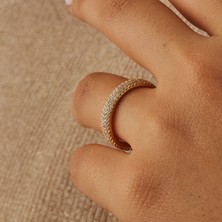 Joy of Jade Sunshine Taşlı Yüzük, 1 Mikron 18 Ayar Altin (Gold) Kaplama - Beyaz Opal Taş - Golden