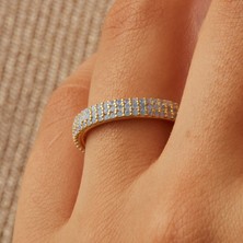 Joy of Jade Sunshine Taşlı Yüzük, 1 Mikron 18 Ayar Altin (Gold) Kaplama - Mavi Opal Taş - Sky