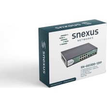 Snexus Networks SN-GS1300-12FP 12 Port Gigabit Poe Switch 8 x 10/100/1000M Poe + 2 x 10/100/1000M RJ45 Uplink + 2 x Sfp Fiber (120 Watt Poe) Switch
