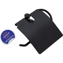 Store Siyah Kapaklı Tuvalet Kağıtlığı Tuvalet Kağıdı Askısı - Delmeye Son İster Yapıştır İster Montajla