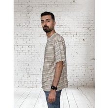 Acheron Oversize Çizgili Desen Rahat Kesim T-Shirt