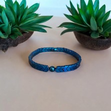 Mga Doğaltaş Mavi Hematit Bileklik V Model Orijinal Doğal Taş Bileklik Esnek Misinalı Bileklik