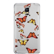 Printify Samsung Galaxy Note 4 ile Uyumlu 1mm Slim Fit Water Color 2 Baskılı Şeffaf Kılıf