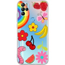 Printify Omix X500 ile Uyumlu 1mm Slim Fit Water Color 5 Baskılı Şeffaf Kılıf