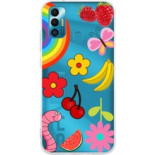 Printify Tecno Spark 7 ile Uyumlu 1mm Slim Fit Water Color 5 Baskılı Şeffaf Kılıf