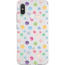 Printify Xiaomi Mi 8 ile Uyumlu 1mm Slim Fit Water Color 6 Baskılı Şeffaf Kılıf