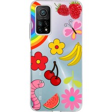 Printify Xiaomi Mi 10T Pro ile Uyumlu 1mm Slim Fit Water Color 5 Baskılı Şeffaf Kılıf