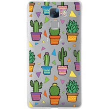 Printify Huawei Honor 7 ile Uyumlu 1mm Slim Fit Water Color 4 Baskılı Şeffaf Kılıf
