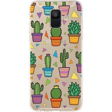 Printify Samsung Galaxy A6 2018 ile Uyumlu 1mm Slim Fit Water Color 4 Baskılı Şeffaf Kılıf