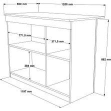 L'occi Concept Steel 2 Kapaklı 120CM Ada Mutfak Yemek Masası Sepet Sl2-S