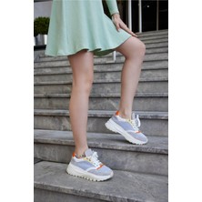 Follini Kadın Gri Hakiki Deri Sneaker Spor Ayakkabı