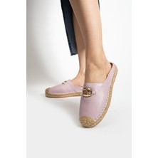 Follini Kadın Hakiki Deri Espadril Terlik Lila