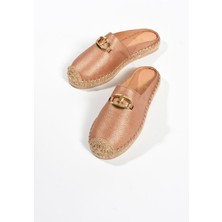 Follini Kadın Hakiki Deri Espadril Terlik Bronz