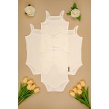 Bebe Tospik Ip Askılı Pamuk Dantel Detaylı 4'lu Paket Çıt Çıt Zıbın