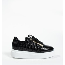 Follini Kadın Deri Sneaker Siyah Rugan