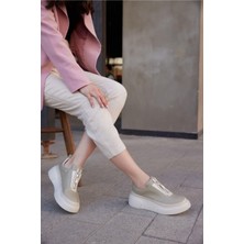 Follini Kadın Deri Sneaker Haki Yeşil