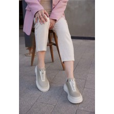 Follini Kadın Deri Sneaker Haki Yeşil