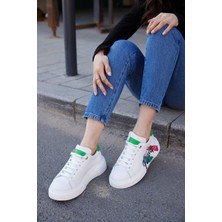 Follini Kadın Beyaz Hakiki Deri Sneaker Spor Ayakkabı