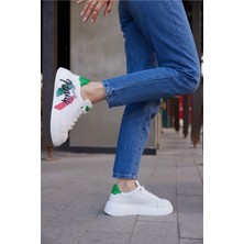 Follini Kadın Beyaz Hakiki Deri Sneaker Spor Ayakkabı