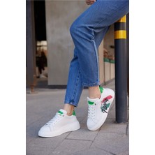 Follini Kadın Beyaz Hakiki Deri Sneaker Spor Ayakkabı