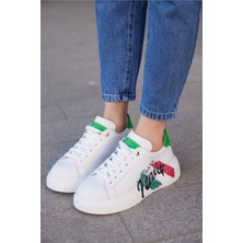 Follini Kadın Beyaz Hakiki Deri Sneaker Spor Ayakkabı