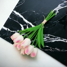 Ozihouse Yapay Islak Lale Beyaz - Pembe Desen 8 'Li Yeni Sezon